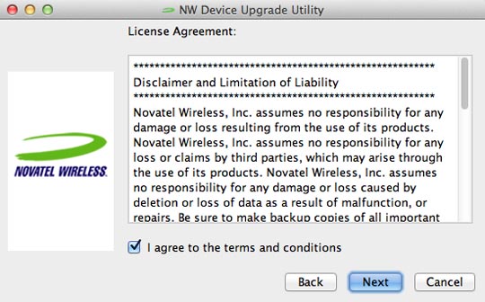 License screen, Next