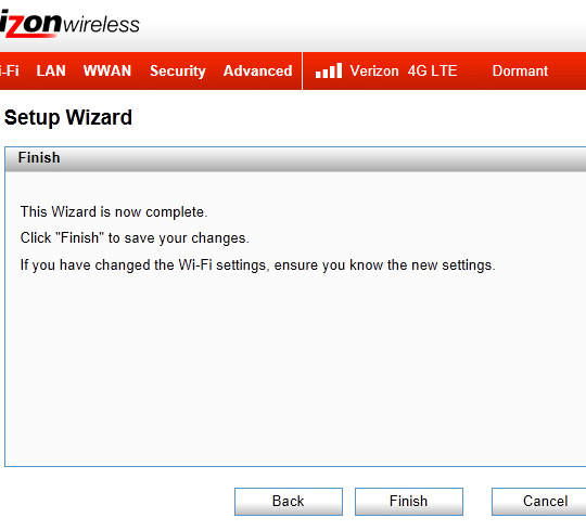 Setup Wizard Finish screen, Finish
