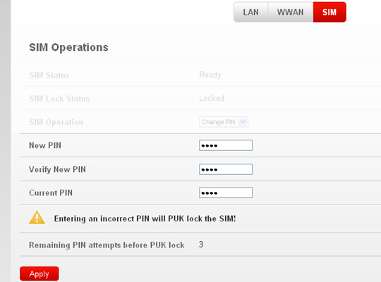 New, Verify and Current PIN with Apply