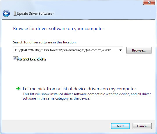 Update driver software screen 2